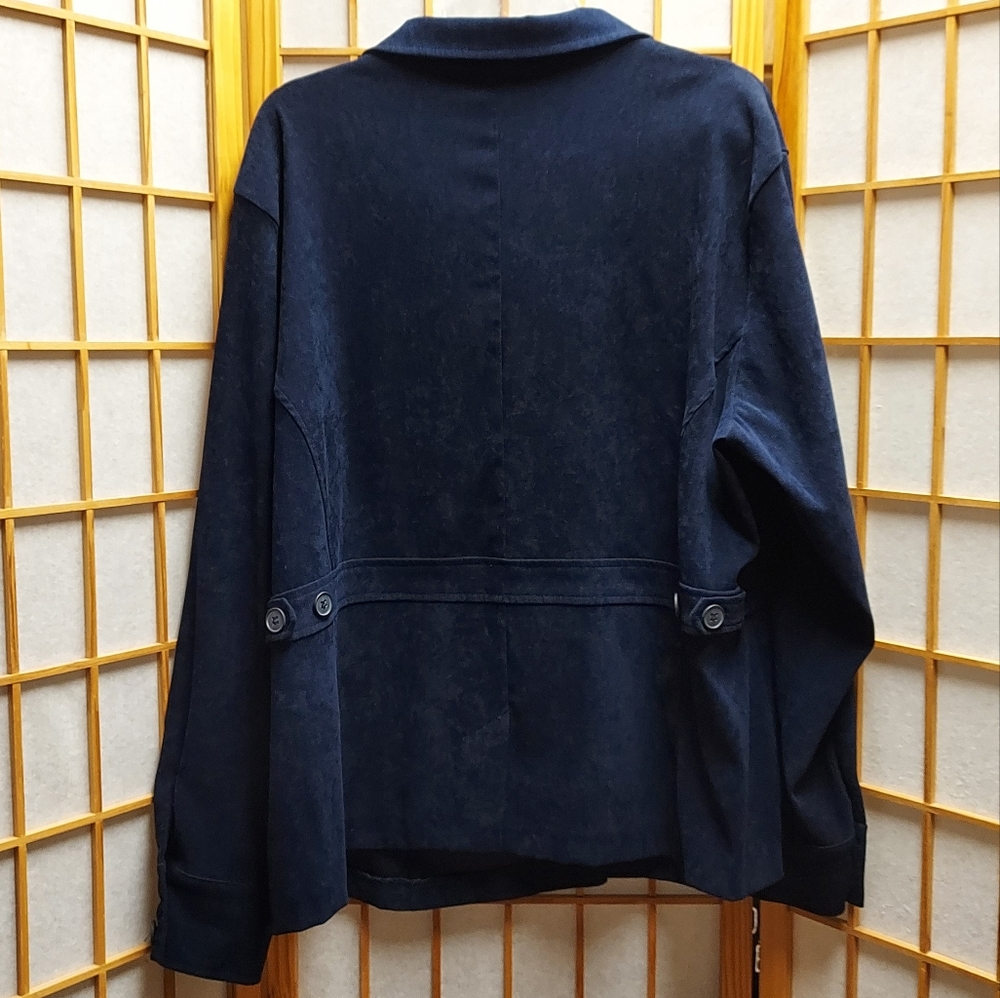 ❄️ Vintage Notations navy faux suede button down light jacket women's 2X - Picture 3 of 4